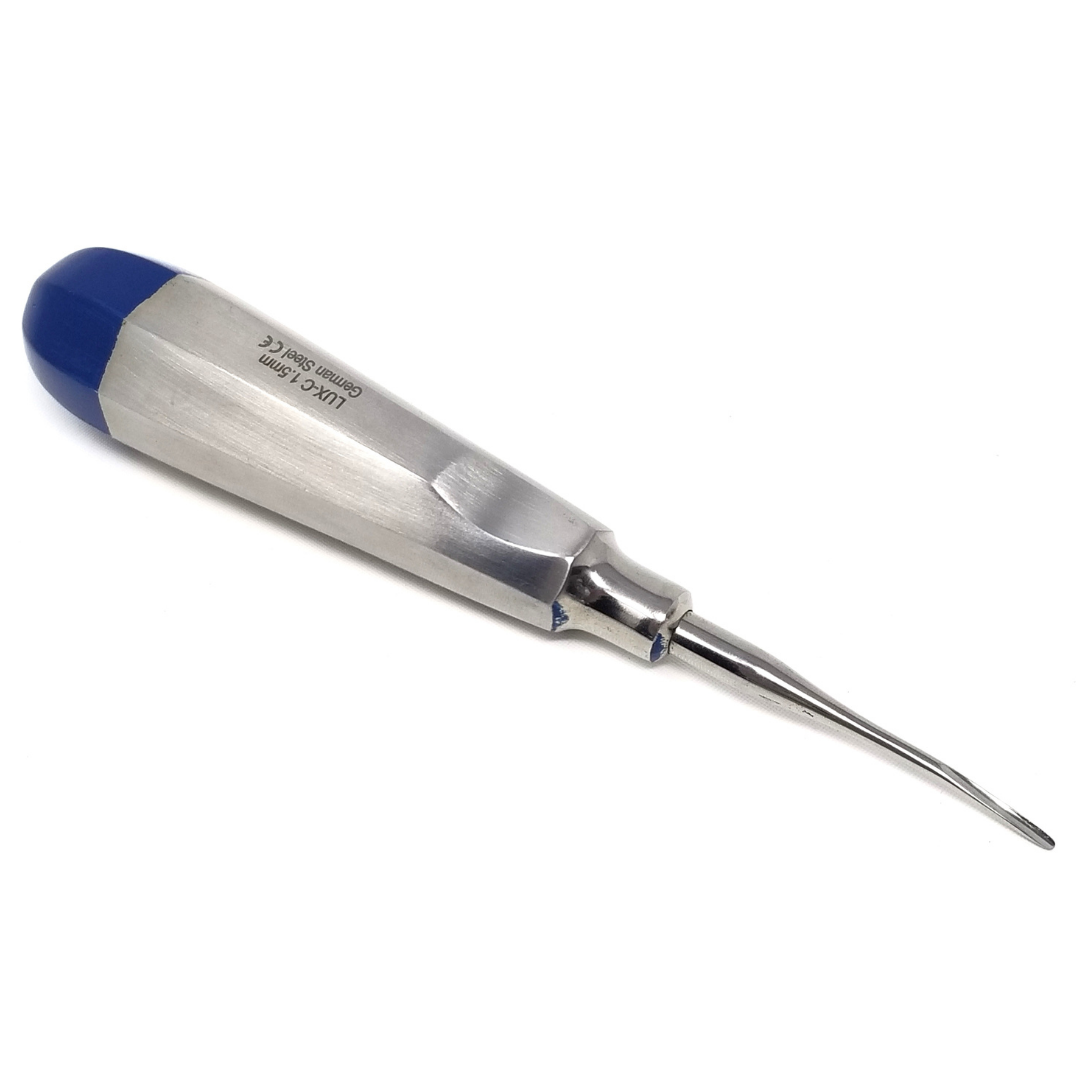 Dental Luxating Elevator Curved 1.5mm, Blue Handle, Stainless Steel