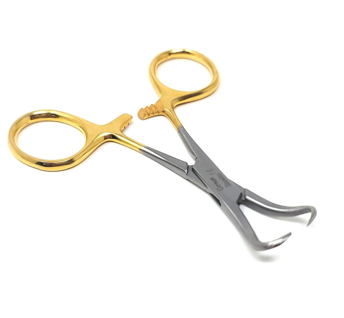 Backhaus Towel Clamps Forceps 3.5", Stainless Steel, Gold Handle