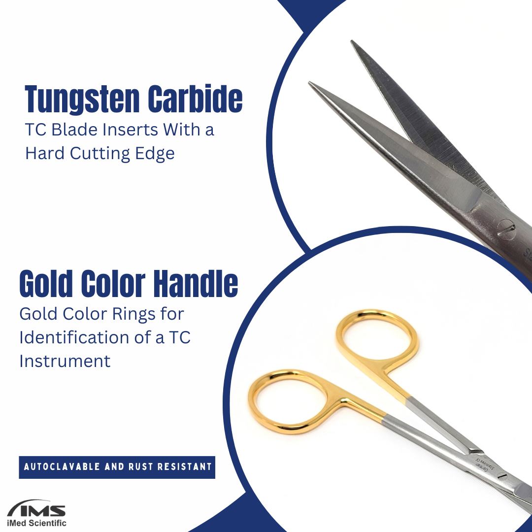 TC Dissecting IRIS Fine Point Scissors, 4.5", Straight, Stainless Steel