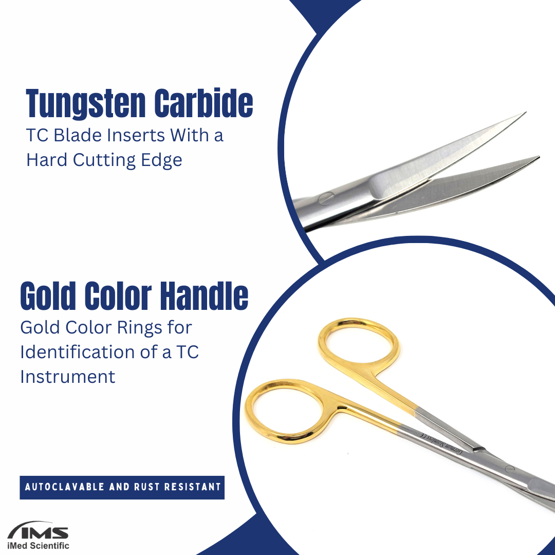 TC Dissecting IRIS Fine Point Scissors, 4.5", Curved, Stainless Steel