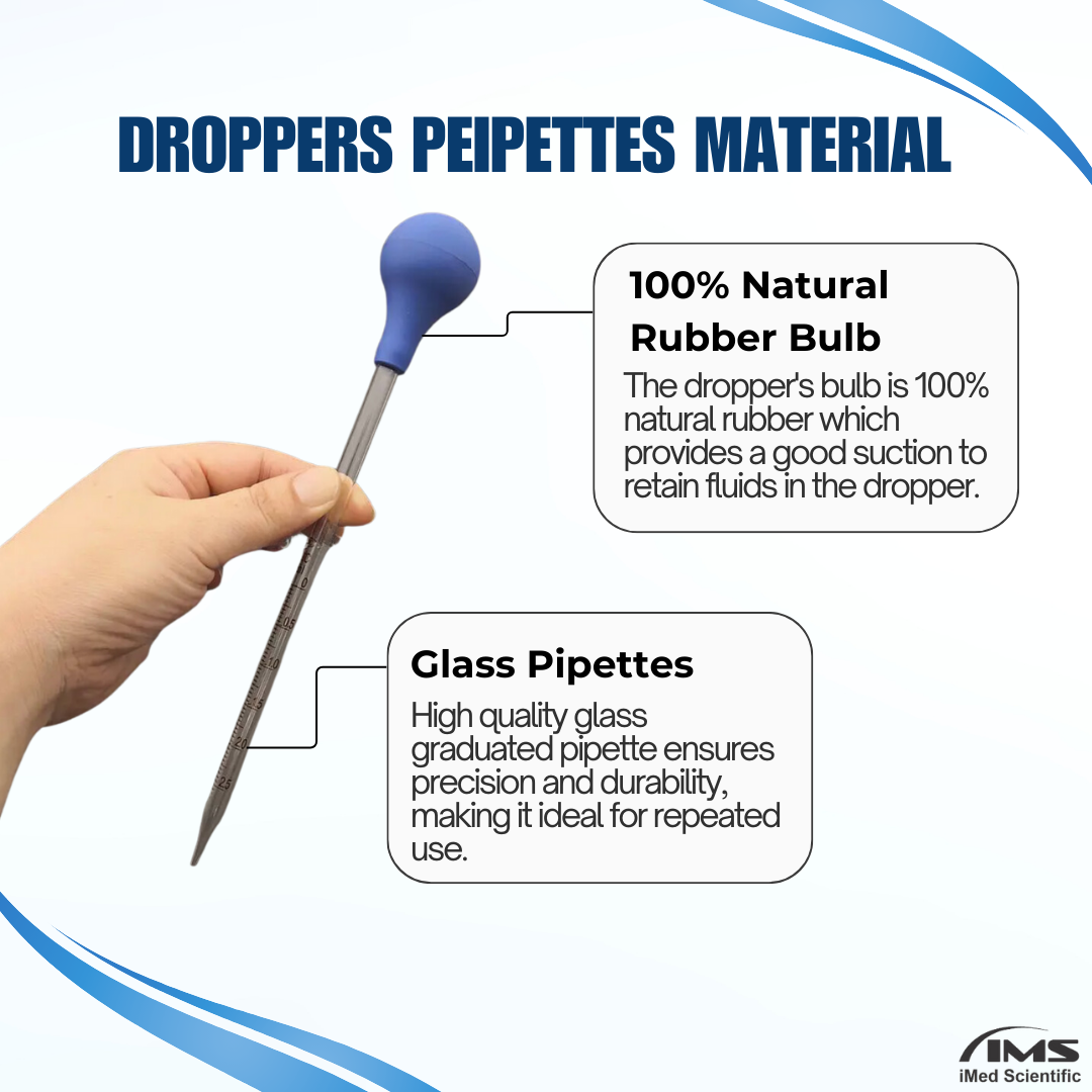 3ml Glass Scale Line Dropper Pipette Lab Dropping Pipet Rubber Head