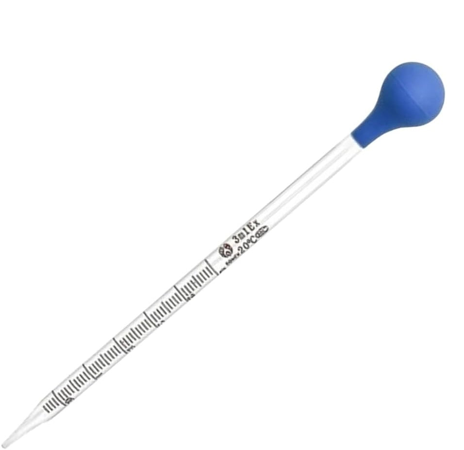 3ml Glass Scale Line Dropper Pipette Lab Dropping Pipet Rubber Head
