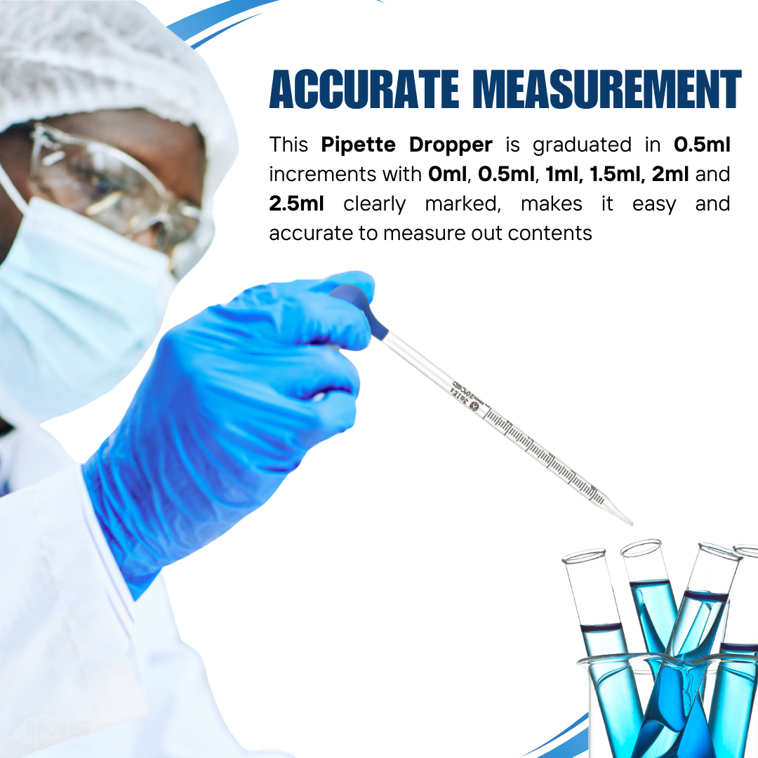 3ml Glass Scale Line Dropper Pipette Lab Dropping Pipet Rubber Head