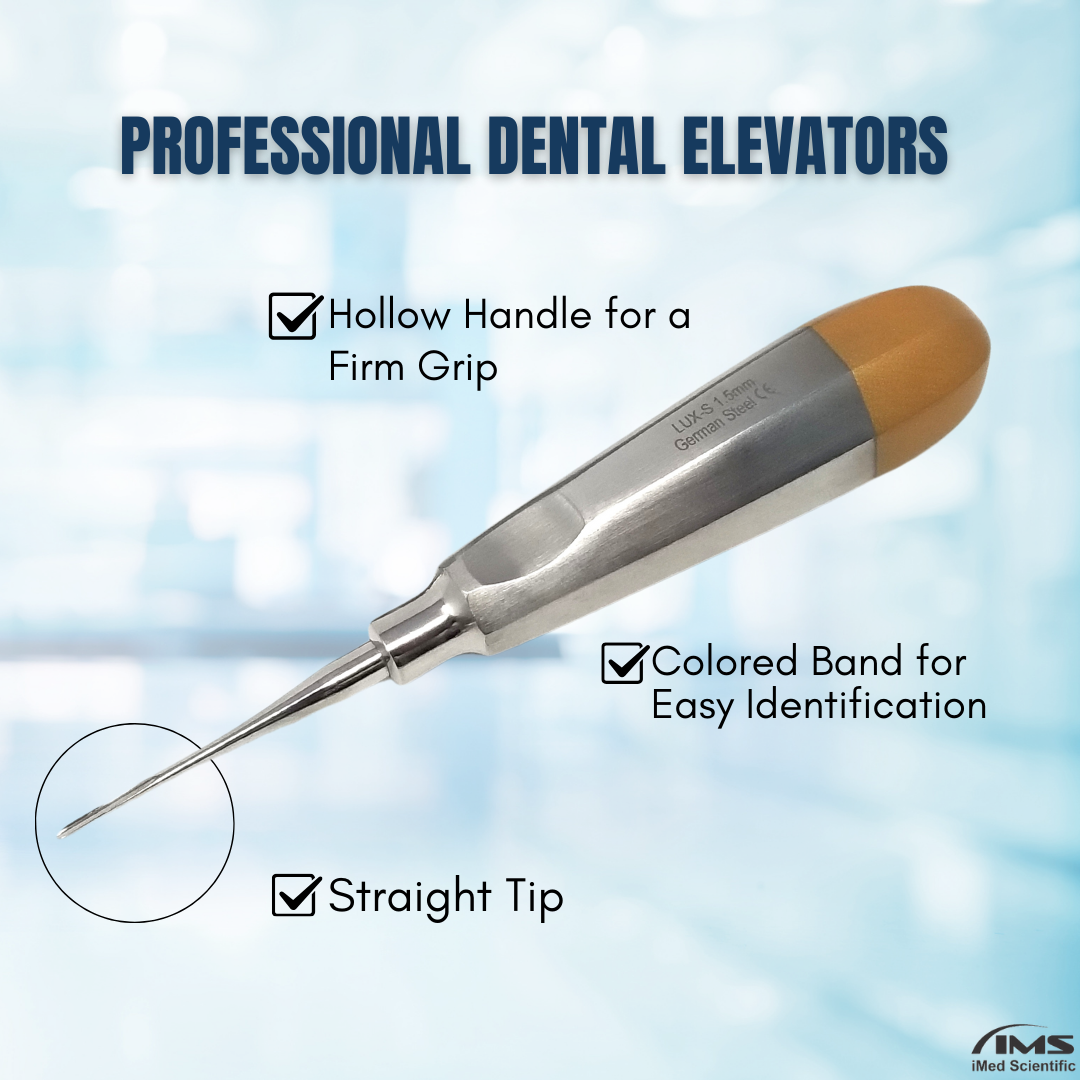 Dental Luxating Elevator Straight 1.5mm, Gold Handle, Stainless Steel