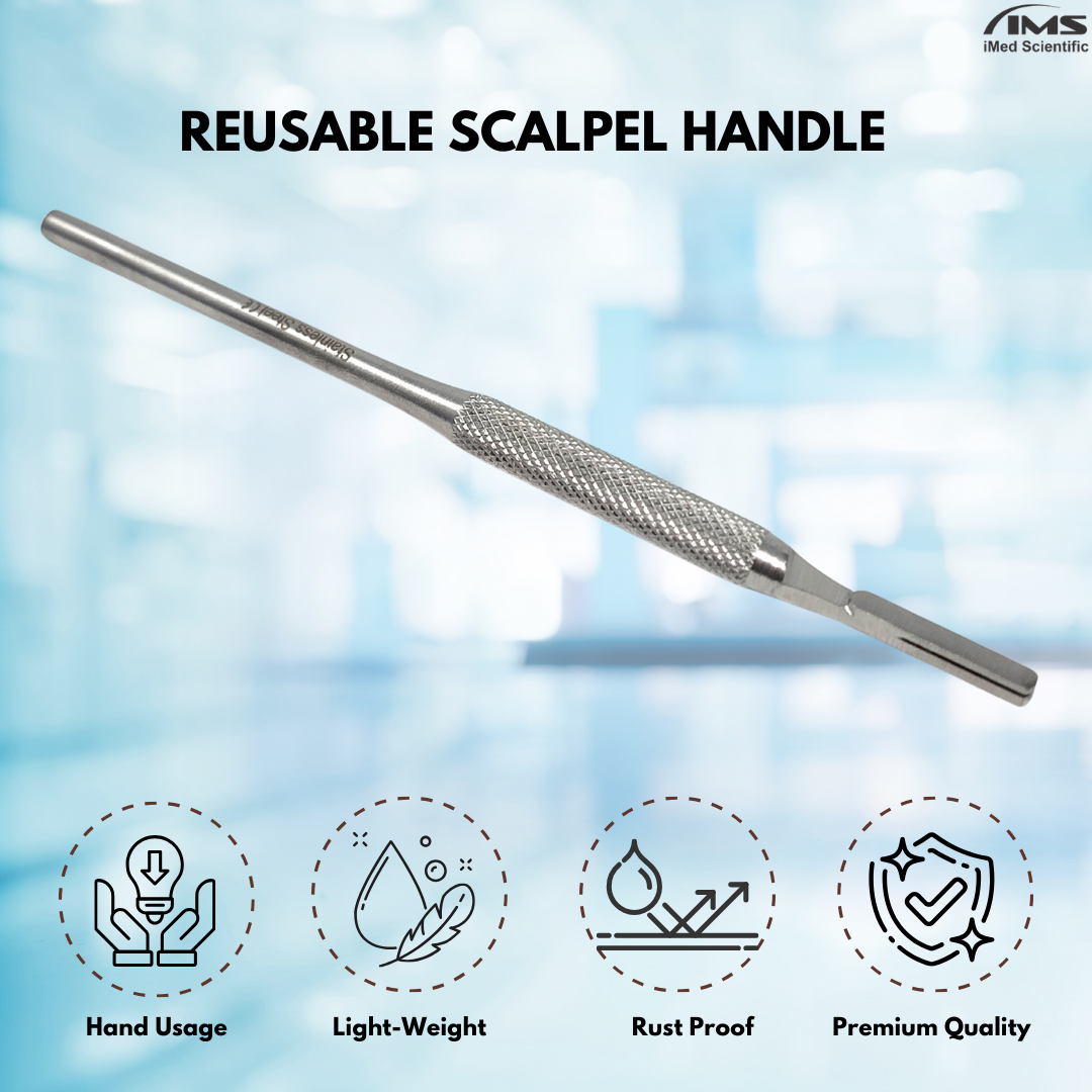 Premium Quality Round Grip Scalpel Handle #4, Stainless Steel ( Fits Size 20-26 Scalpel Blades )
