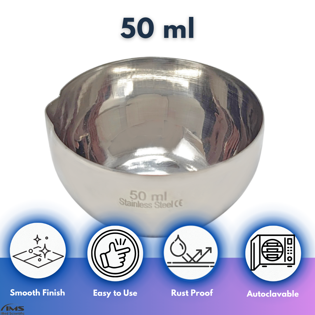 50ml Stainless Steel Lab Crucible with V-Shaped Spout Lip