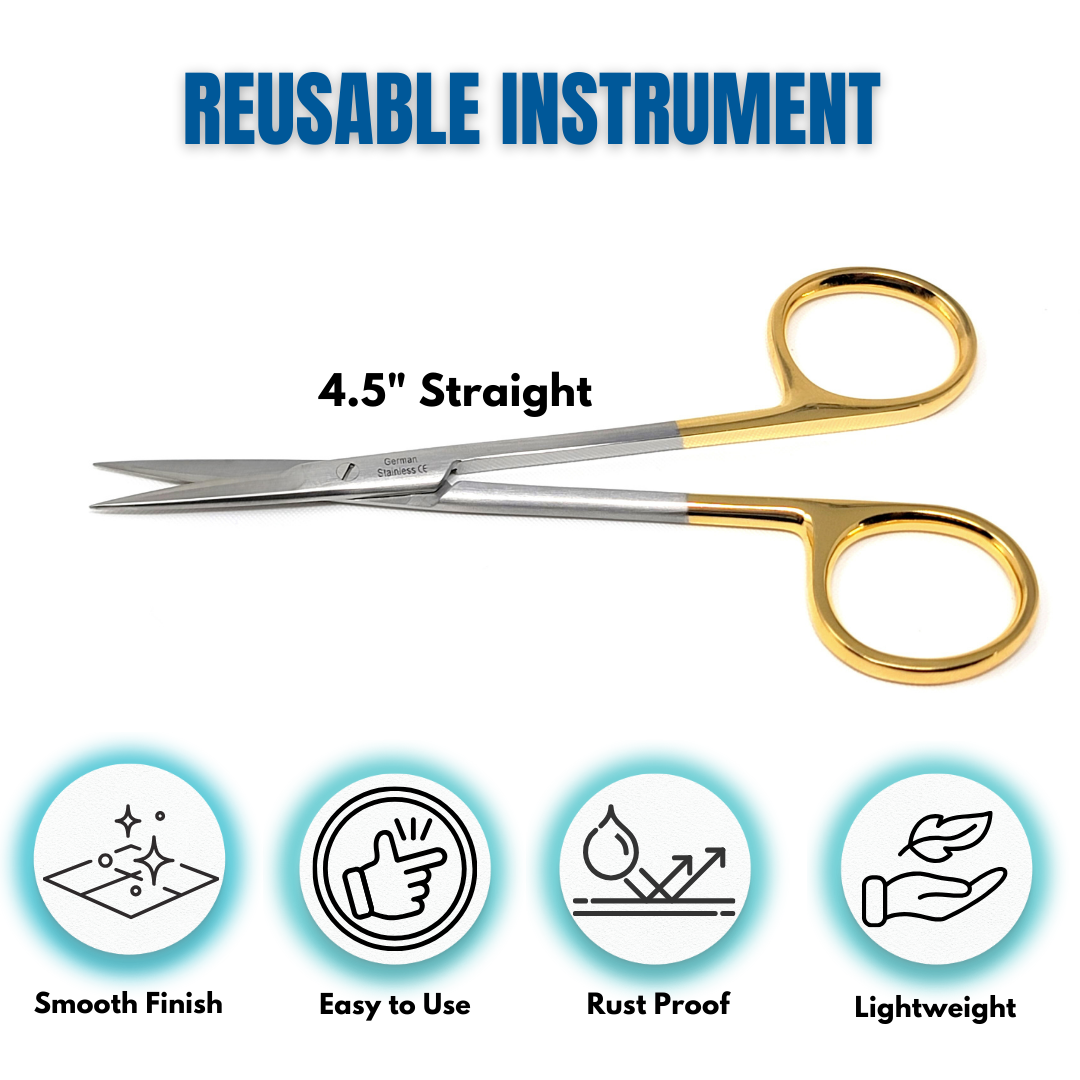 TC Dissecting IRIS Fine Point Scissors, 4.5", Straight, Stainless Steel