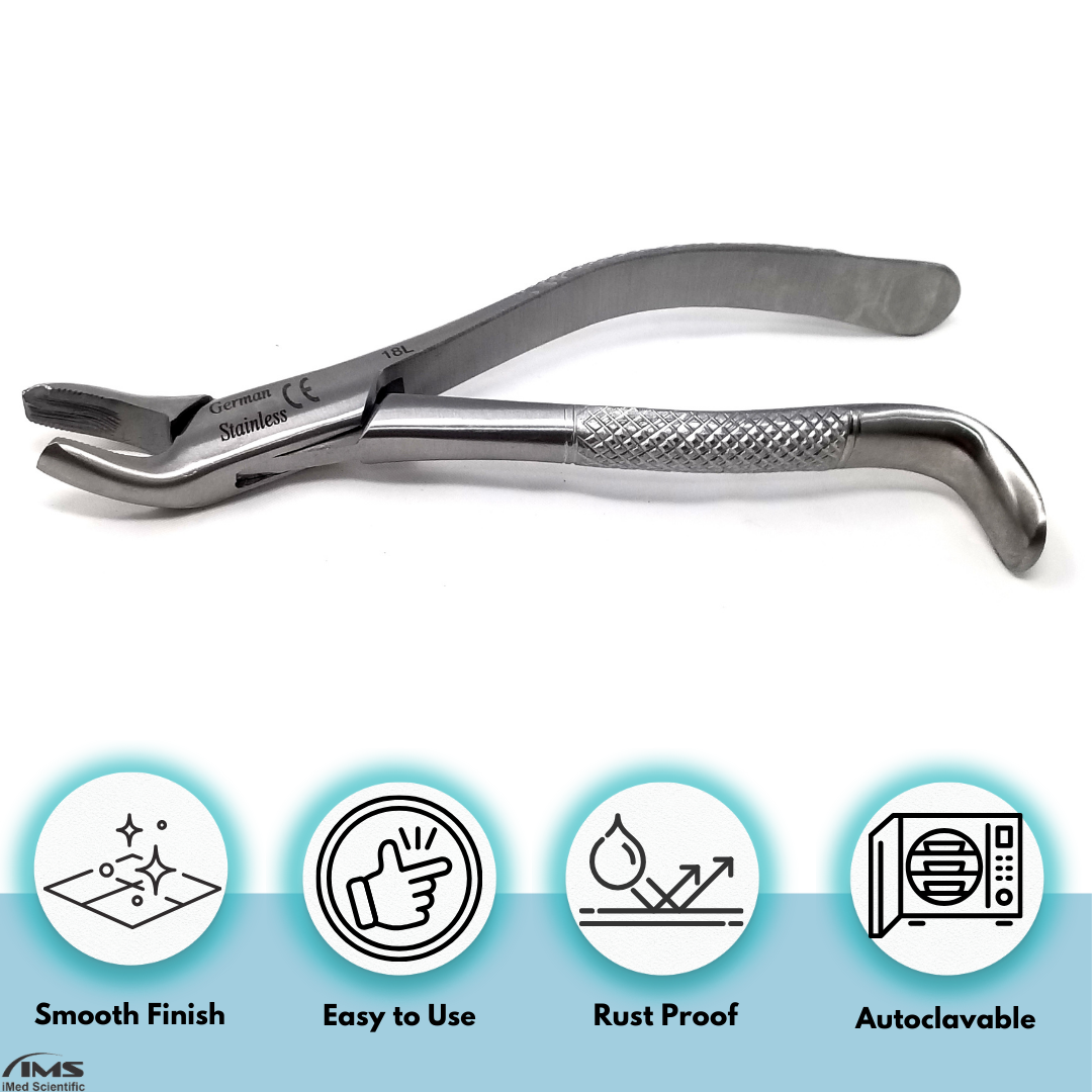 Dental Extracting Forceps #18L with Serrated Beaks Stainless Steel Instrument