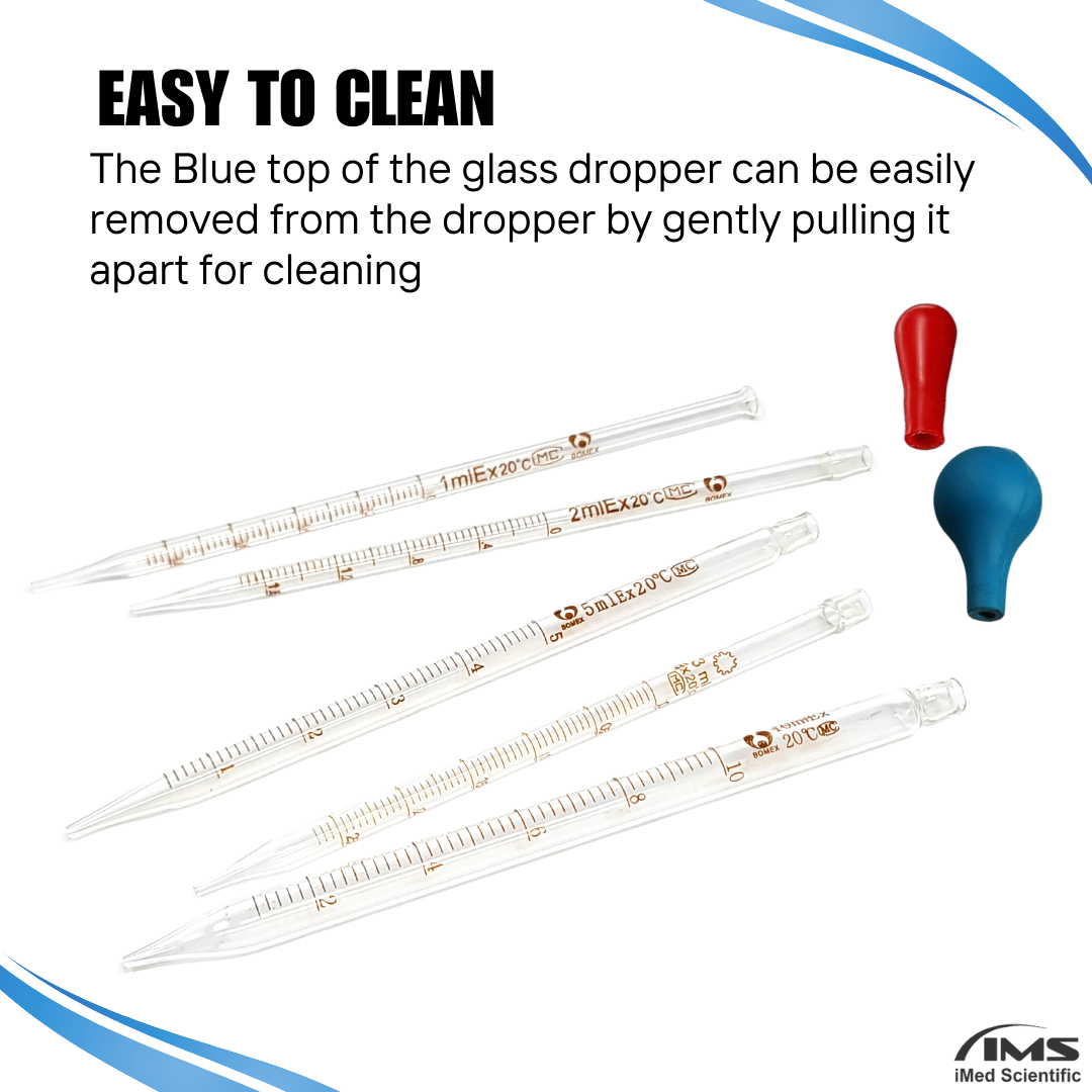 Set of 5 Glass Graduated Lab Pipette Droppers for Liquid & Oil 1/2/3/5/10ml