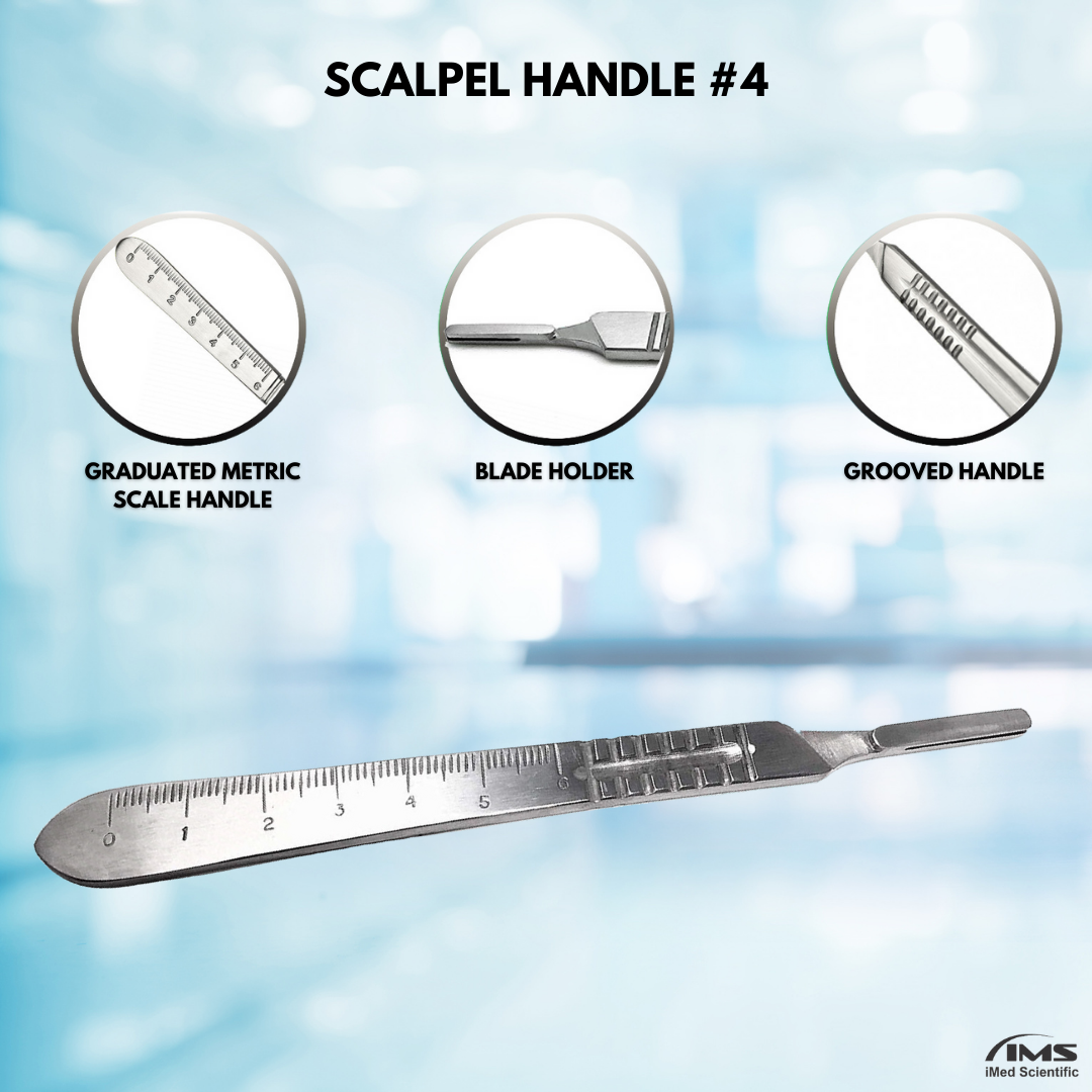 Premium Quality Scalpel Handle #4, With Graduated / Scale Handle, Stainless Steel ( Fits Size 20-26 Scalpel Blades )