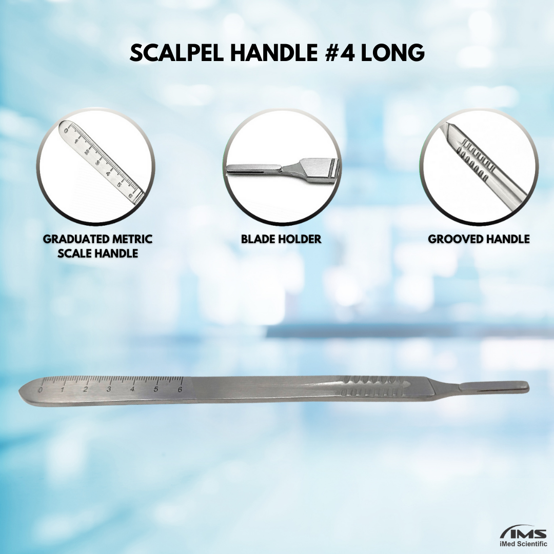 Premium Quality Scalpel Handle #4L, Stainless Steel ( Fits Size 20-26 Scalpel Blades )