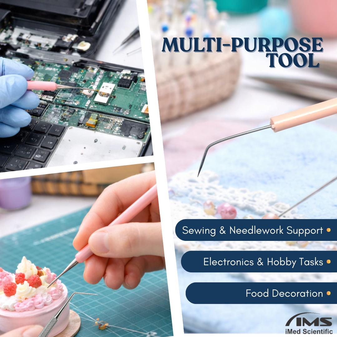 12/Pack Plastic Handle Dissecting Dissection Teasing Needle Angled