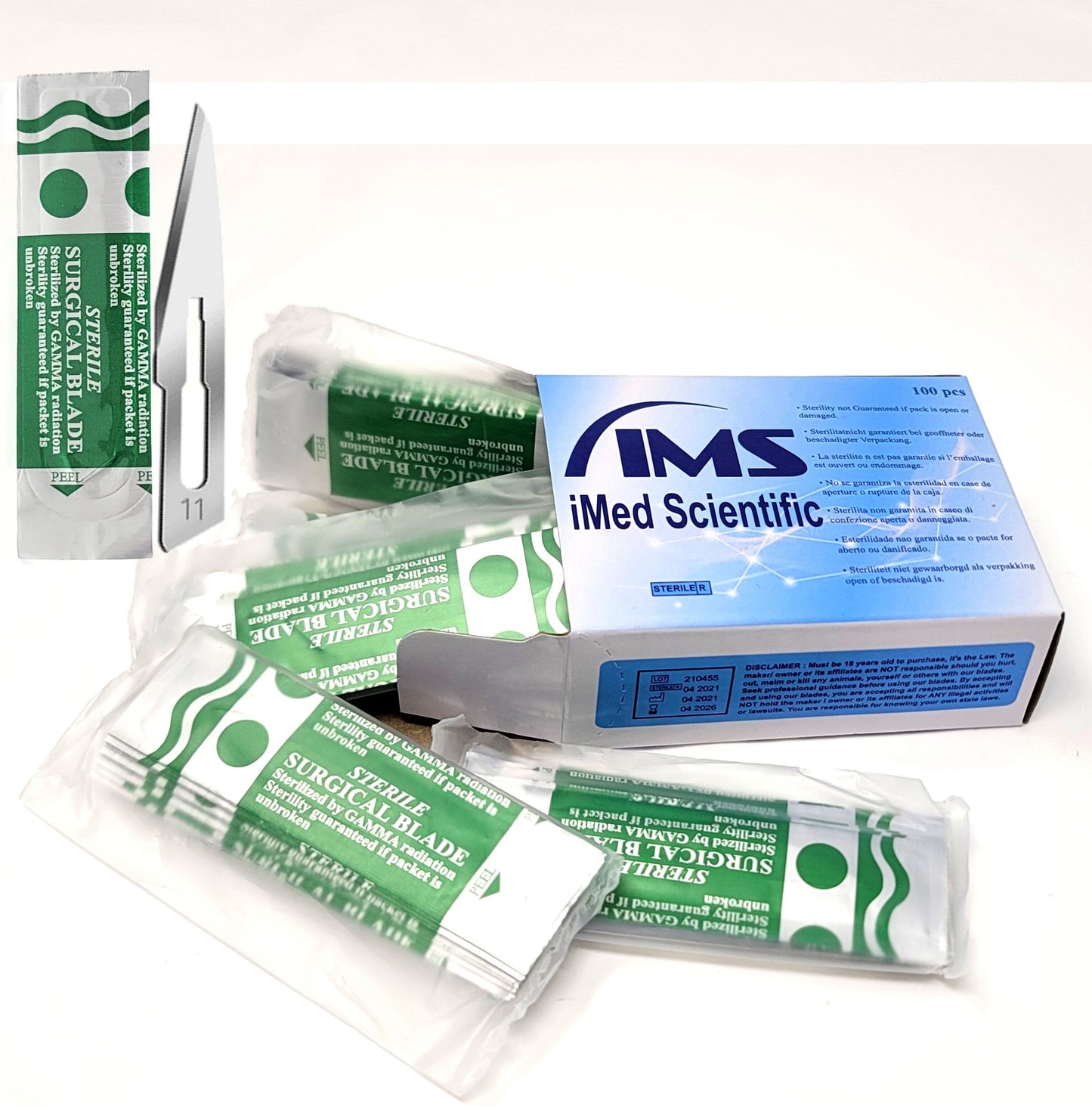 Box of 100 Scalpel Sterile Blades #11 Carbon Steel Individually Foil Wrapped