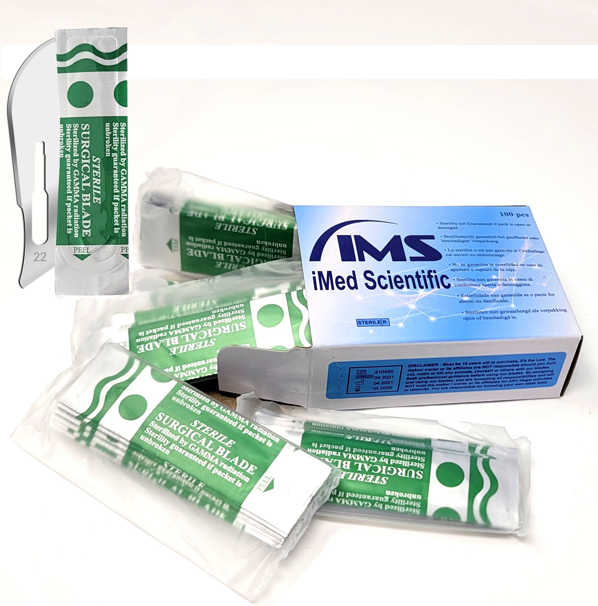 CynaMed Sterile Scalpel Blades – Carbon Steel, Individually Foil Wrapped – Box Of 100