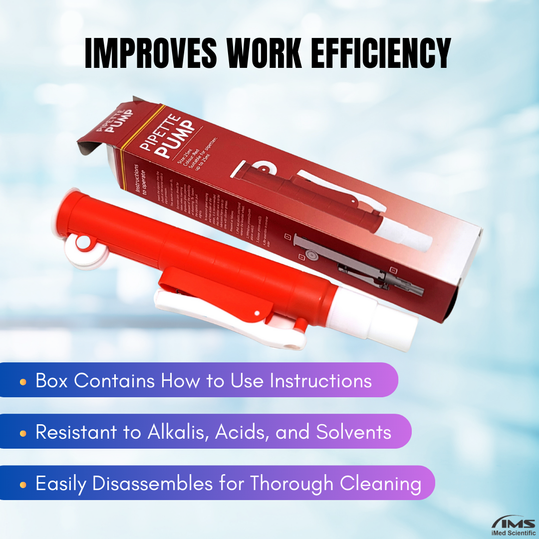 25ml Pipette Pump with Suction Power Pipet Filter Suitable for Glass and Plastic Pipettes, Red