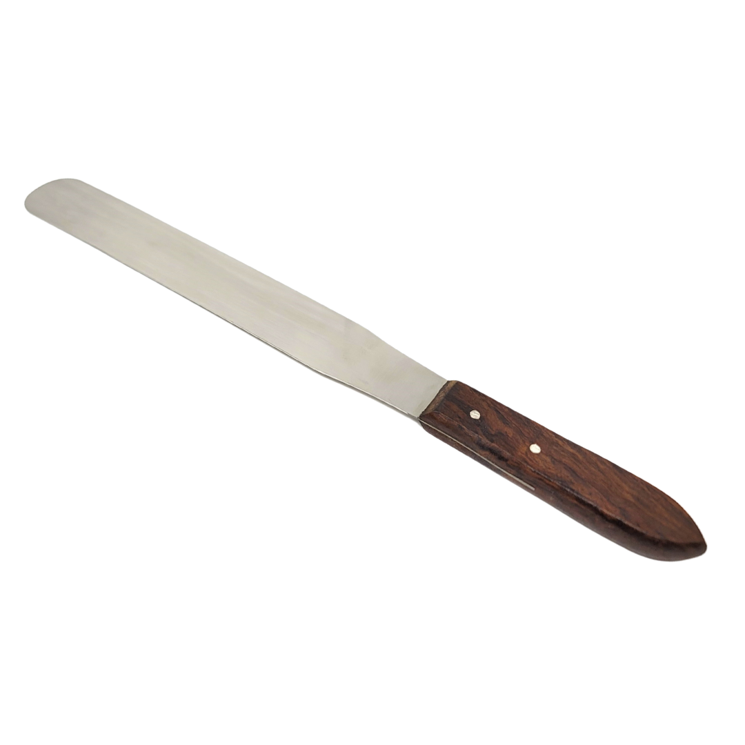 IMS-WHS10 Stainless Steel Lab Spatula with Wooden Handle, 10" Blade, 1.5" Blade Width, 15.2" Total Length