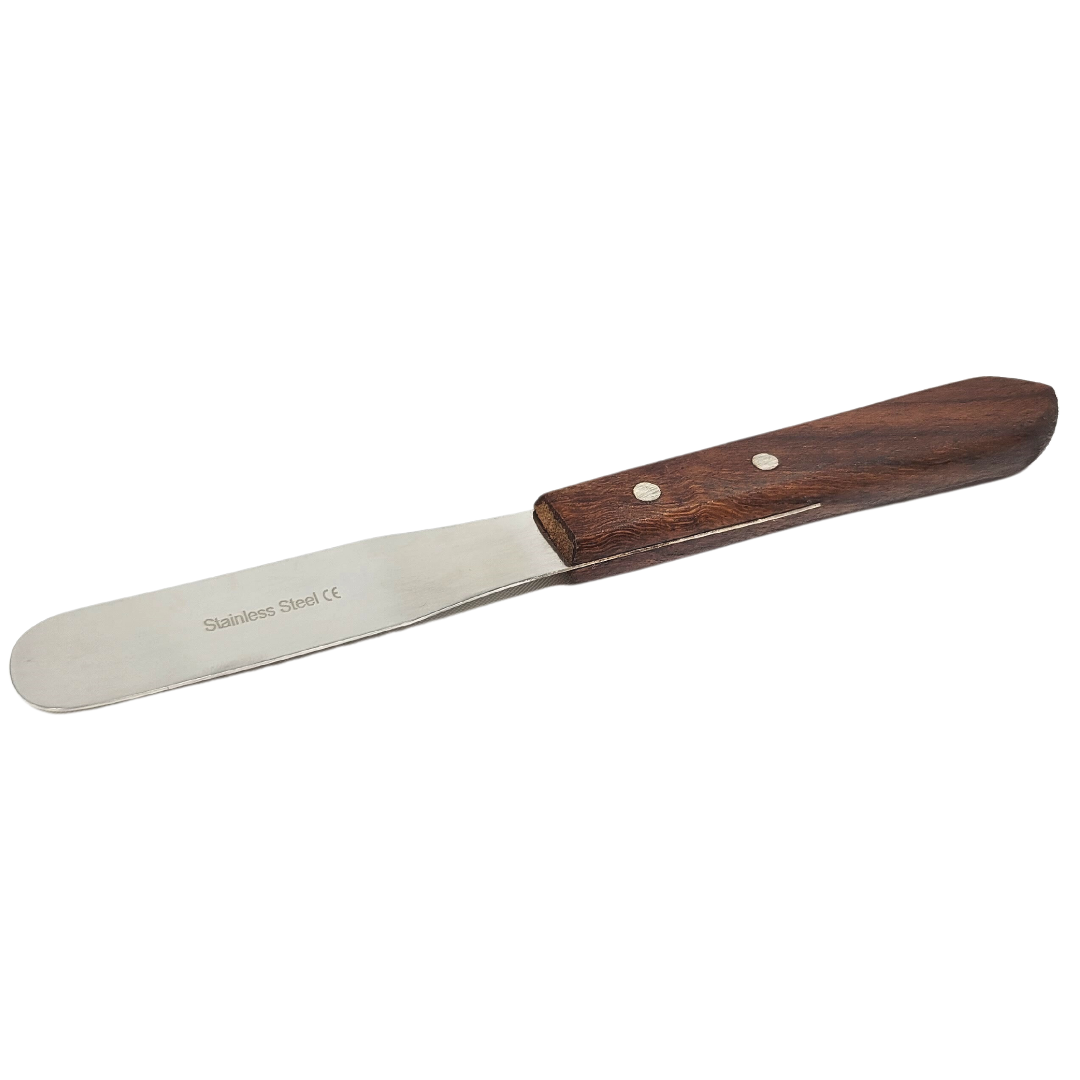 IMS-WHS3 Stainless Steel Lab Spatula with Wooden Handle, 3" Blade, 0.62" Blade Width, 7" Total Length