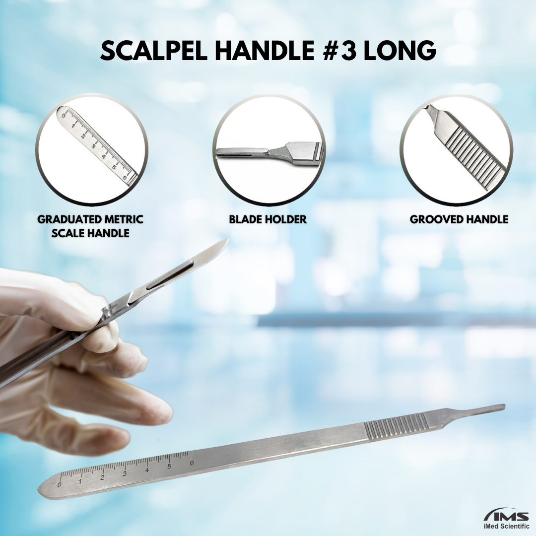 Premium Quality Scalpel Handle #3L, Stainless Steel ( Fits Size 9-16 Scalpel Blades )