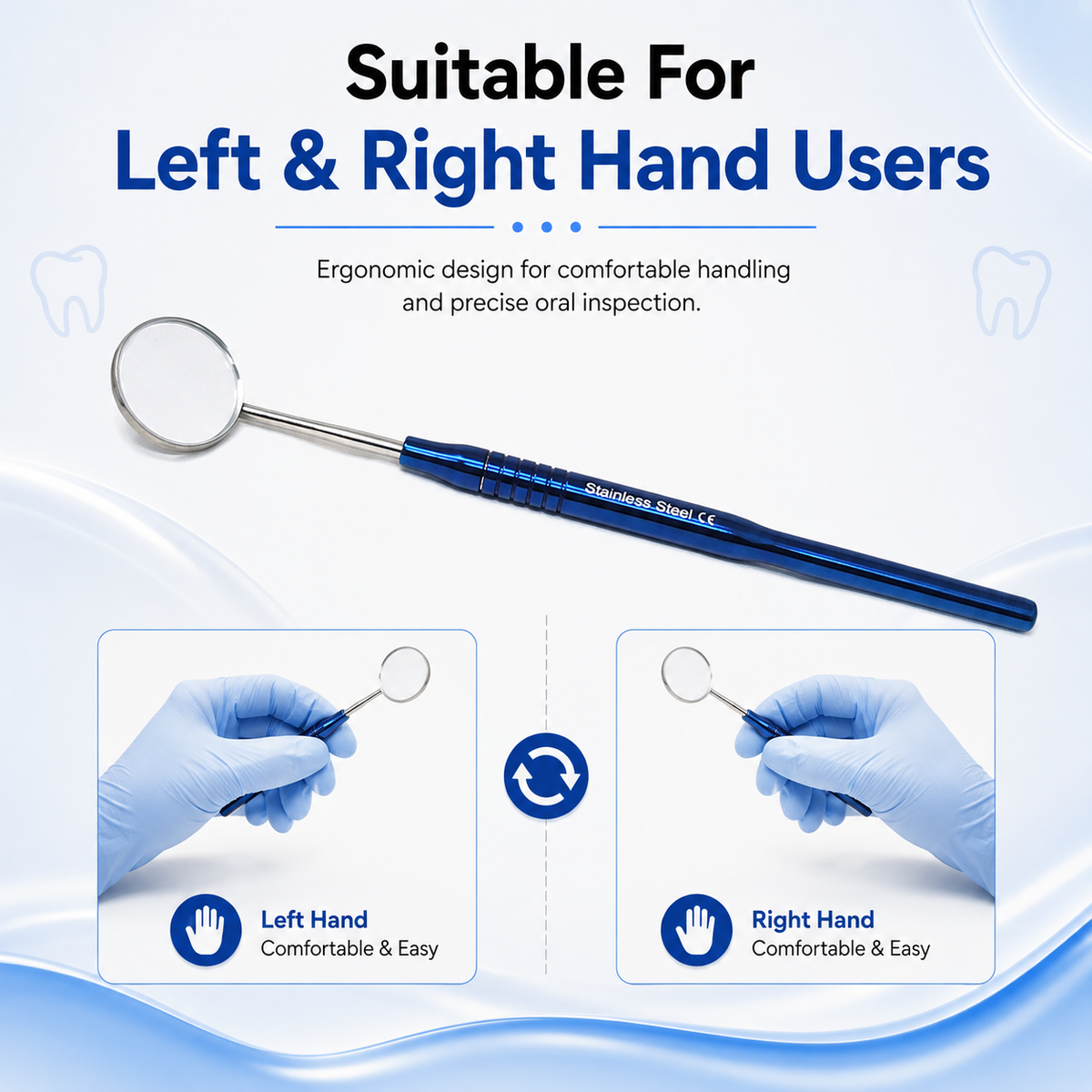 Dental Mouth Mirror, Blue Titanium Hollow Handle 7", Stainless Steel