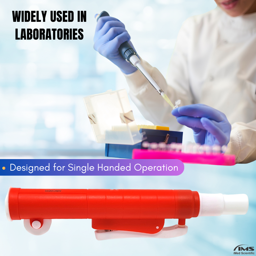 25ml Pipette Pump with Suction Power Pipet Filter Suitable for Glass and Plastic Pipettes, Red