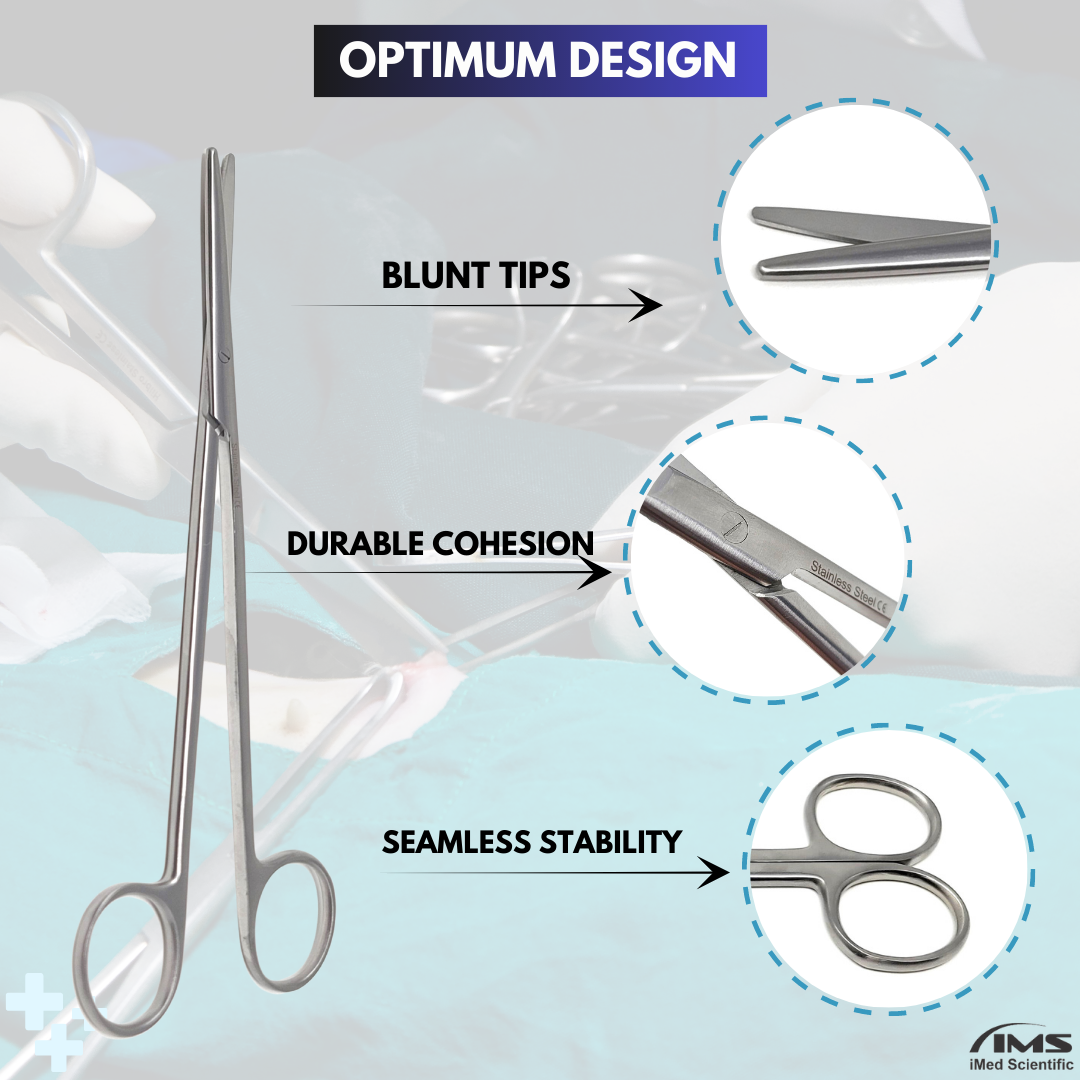 Metzenbaum Dissecting Scissors, 7" Slim Shears, Straight, Stainless Steel