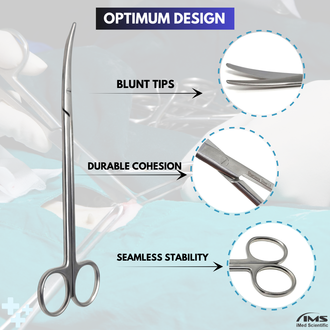 Metzenbaum Dissecting Scissors, 7" Slim Shears, Curved, Stainless Steel