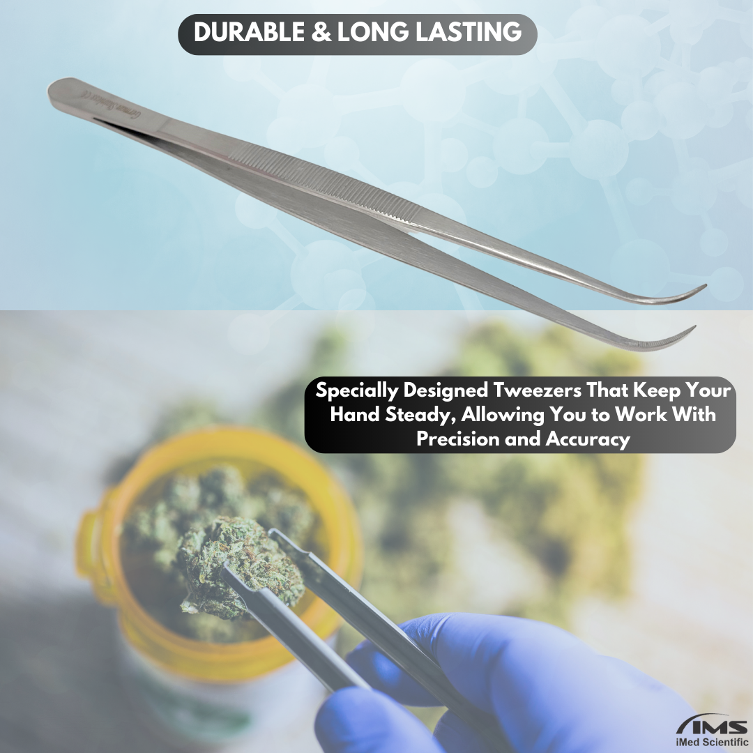 Stainless Steel Micro Surgical Forceps Curved Fine Serrated Points Lab Tweezers 8"