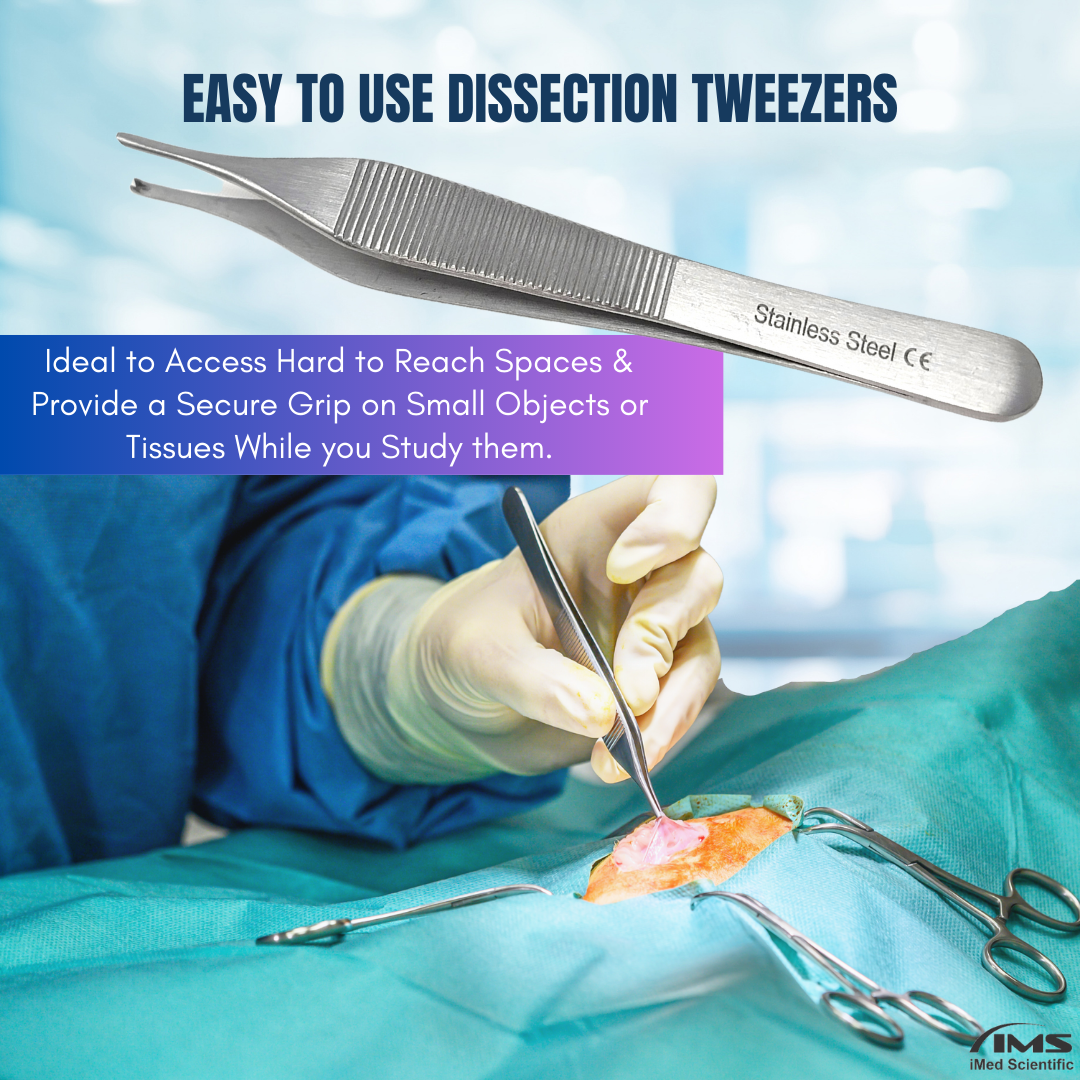 Adson Kocher Tissue Dressing Forceps with 1x2Teeth & Serrations 4.75" Tweezers, Stainless Steel