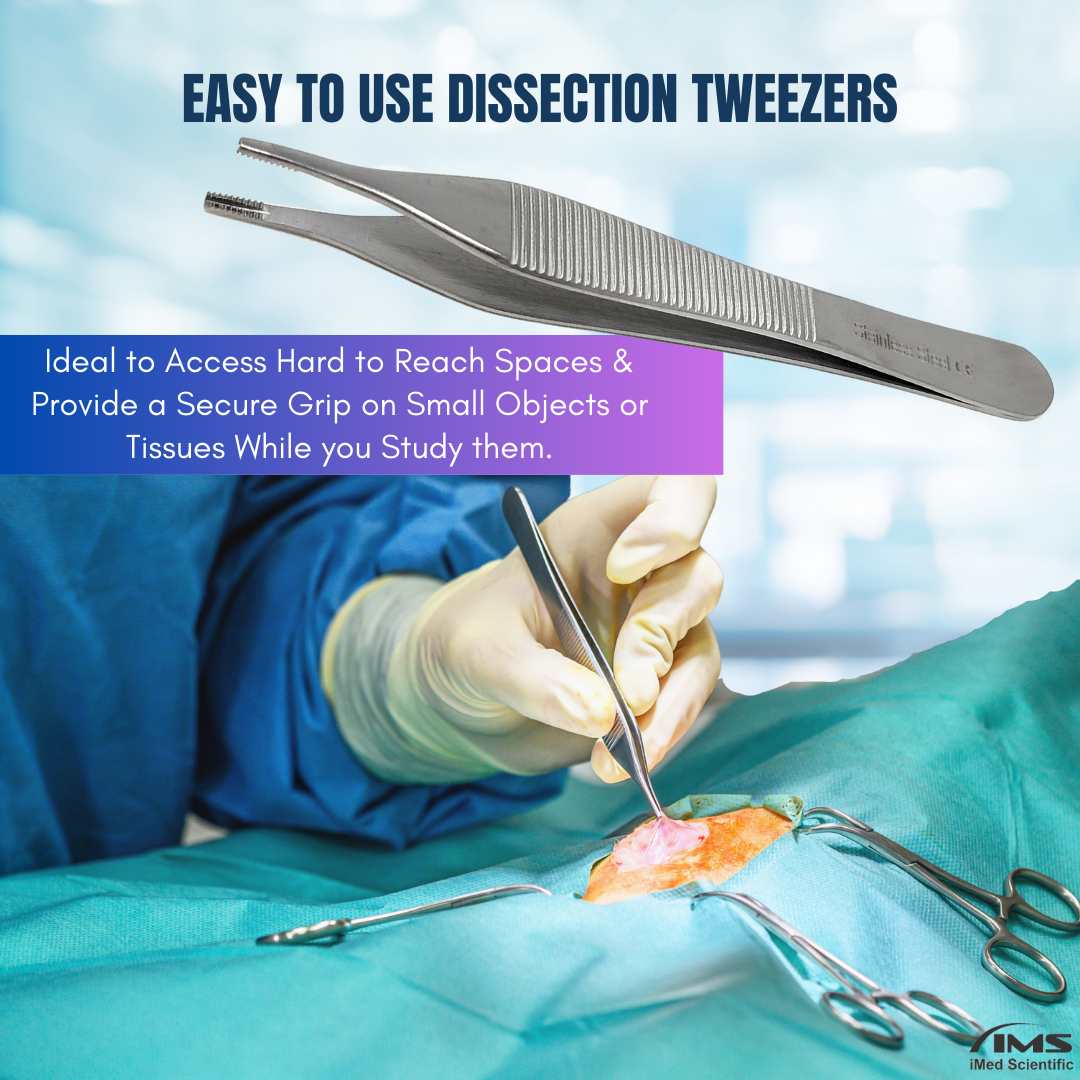 Adson Brown Forceps 9x9Teeth, 4.75" Straight Tweezers, Stainless Steel