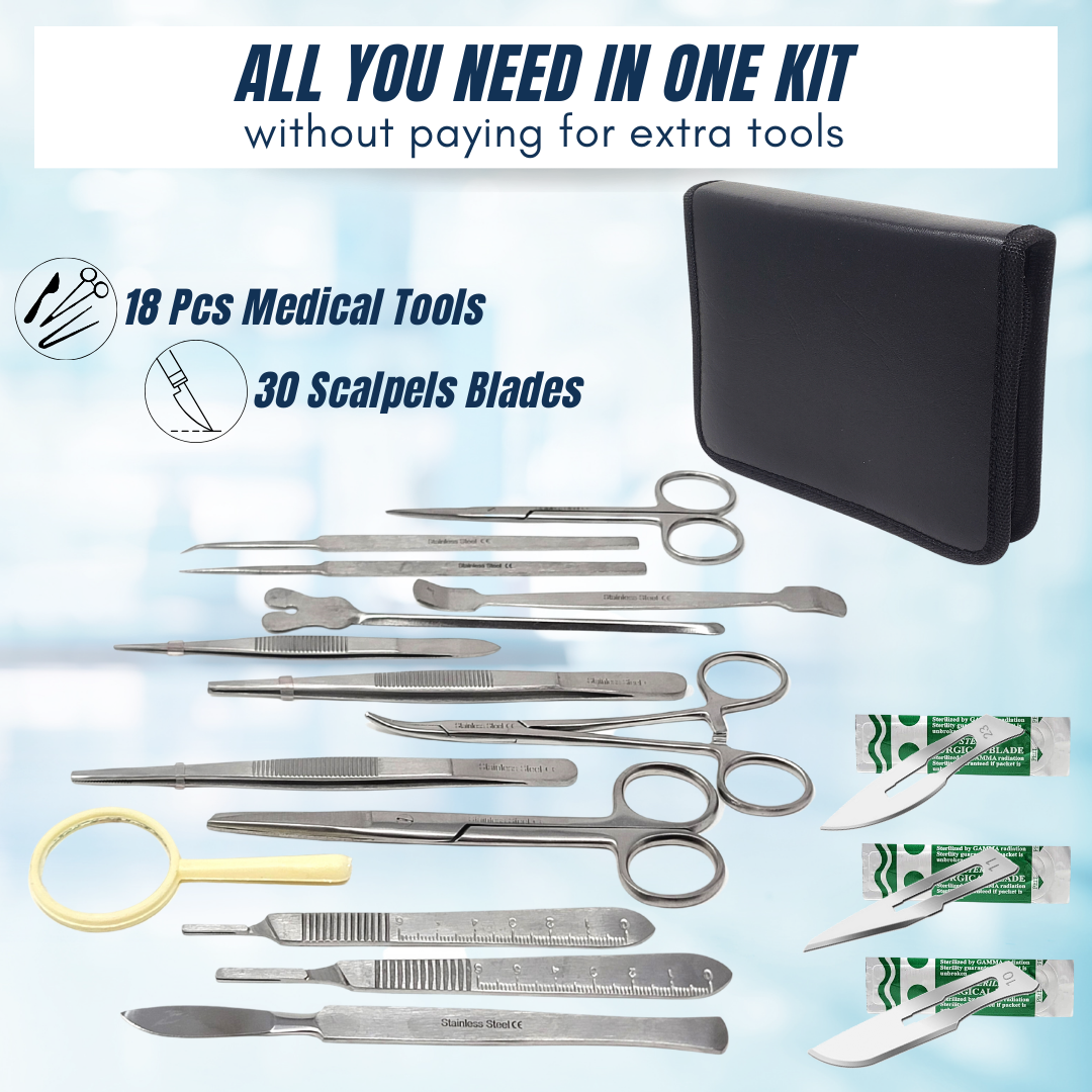 45 Pcs Stainless Steel Intermediate Dissecting Biology Kit with Blades