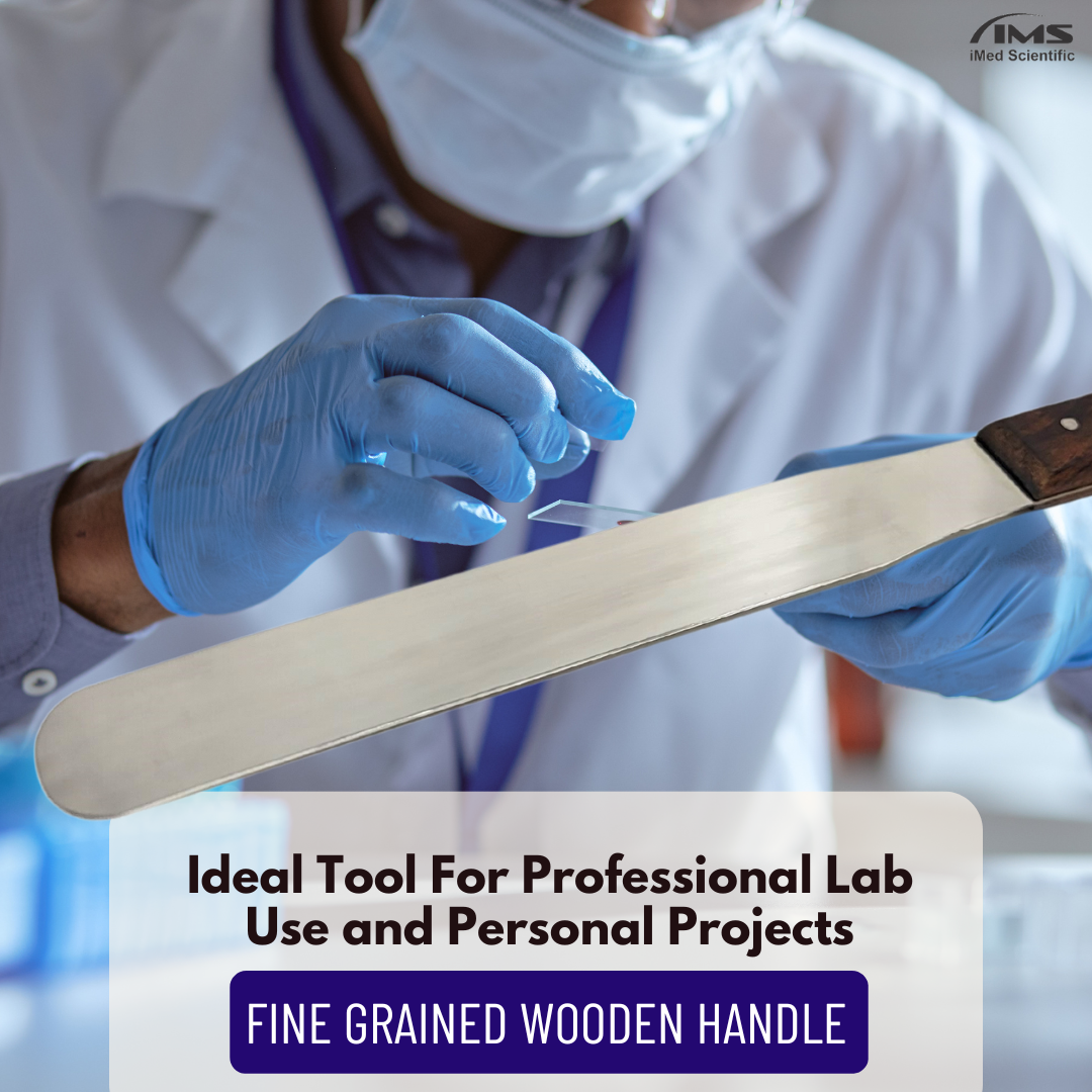 IMS-WHS12 Stainless Steel Lab Spatula with Wooden Handle, 12" Blade, 1.75" Blade Width, 17.25" Total Length