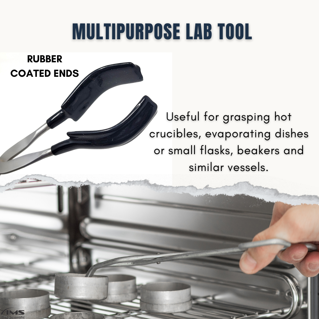 Heavy Duty Beaker Tongs 10" Stainless Steel with Rubber Lined Jaws