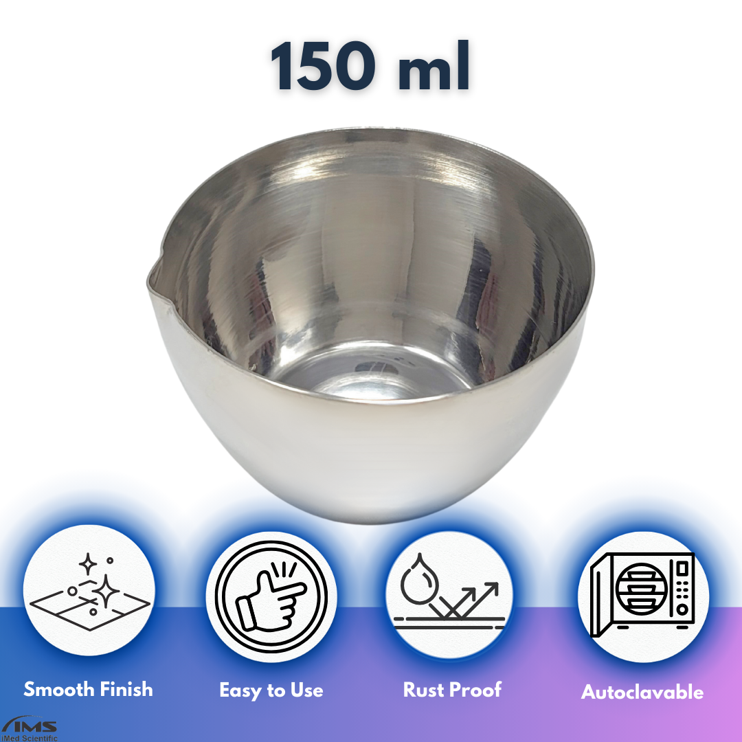 150ml Stainless Steel Lab Crucible with V-Shaped Spout Lip