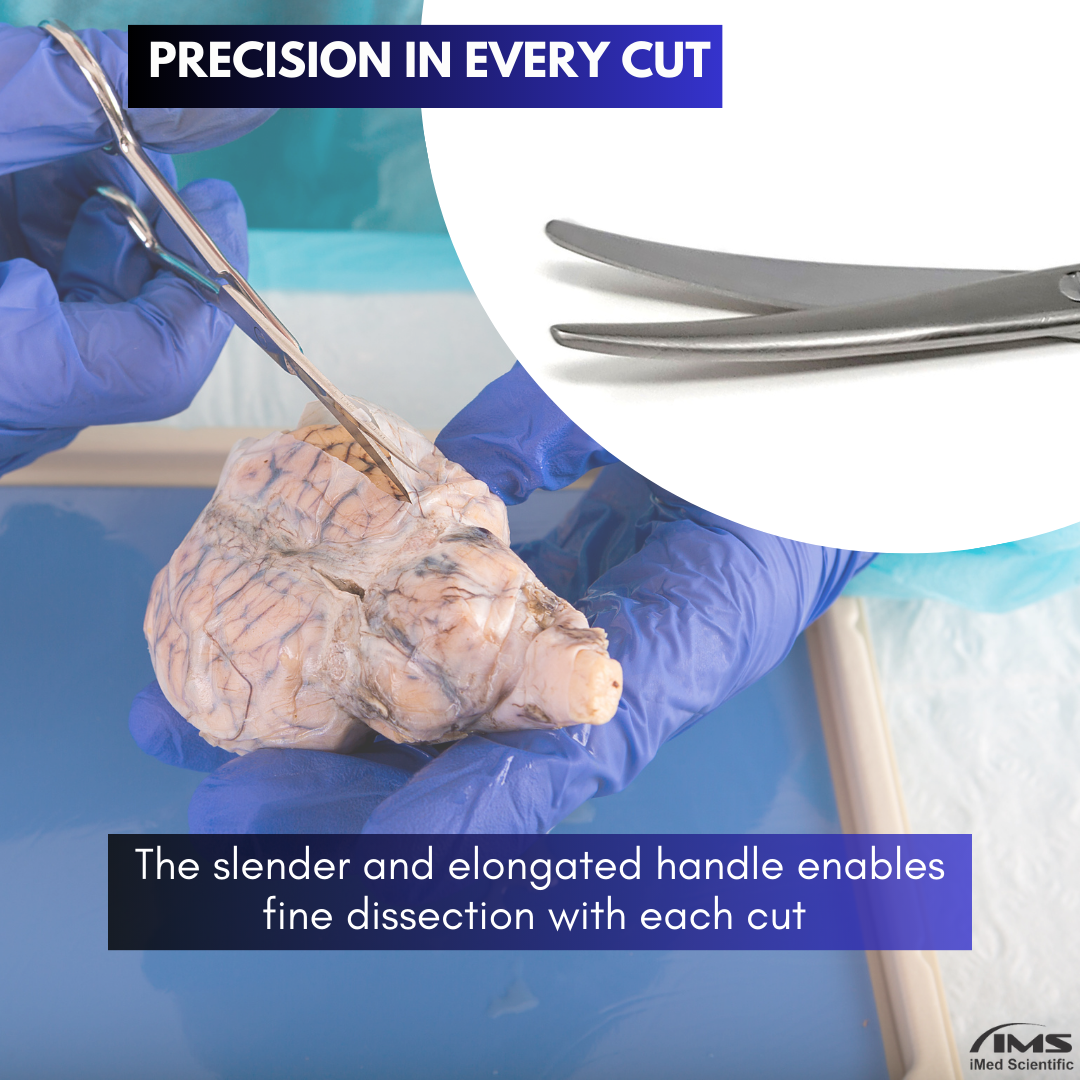 Metzenbaum Dissecting Scissors, 7" Slim Shears, Curved, Stainless Steel
