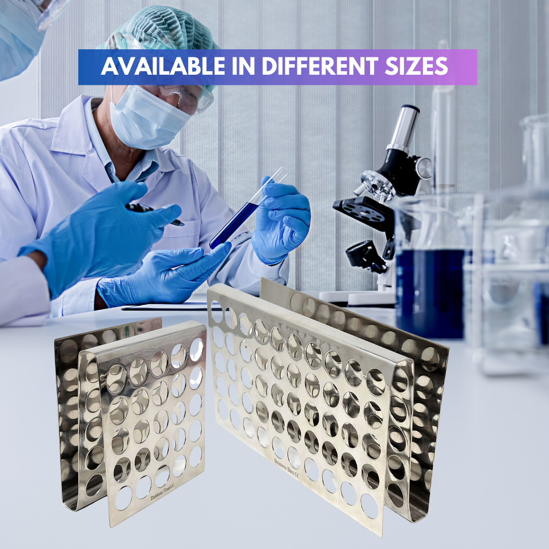 Test Tube Rack Holder with 25 Holes Vents Z Shaped Pipe Stand For 16mm Tubes, Stainless Steel