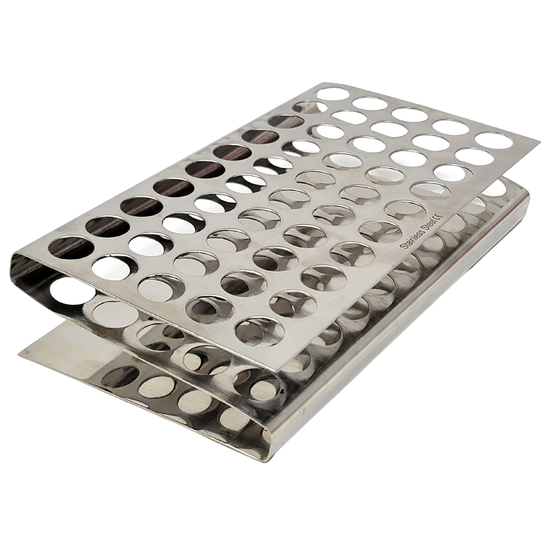 Test Tube Rack Holder with 50 Holes Vents Z Shaped Pipe Stand For 16mm Tubes, Stainless Steel