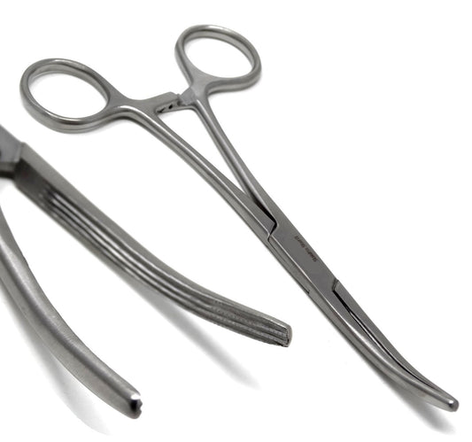 Premium Carmalt Artery Forceps Curved 6.25", Longitudinal Jaws