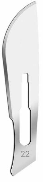 Surgical Scalpel Blades #22, Sterile, Carbon Steel Blade, 100/BX
