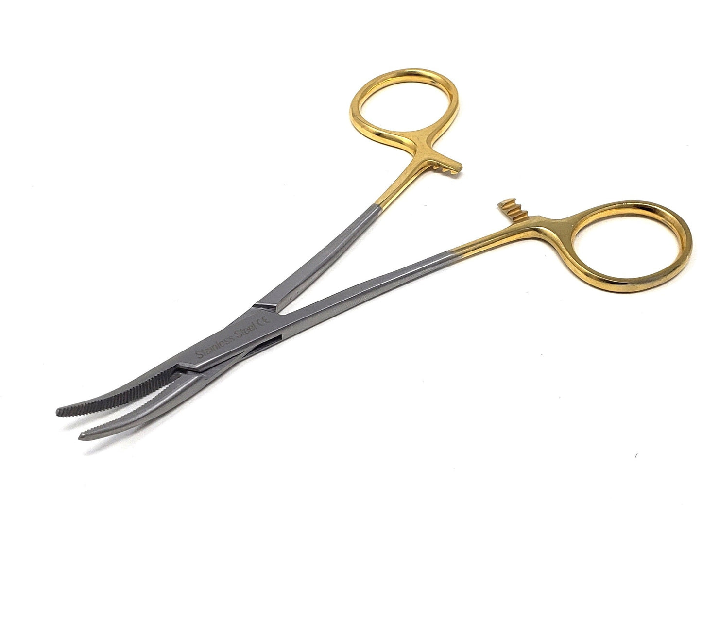 Gold Handle Mosquito Hemostat Forceps 5.5" Curved, Premium