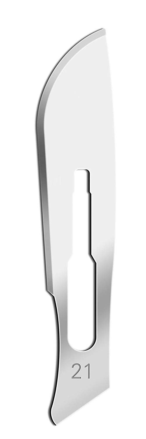 Box of 100 Scalpel Sterile Blades #21 Carbon Steel Individually Foil Wrapped