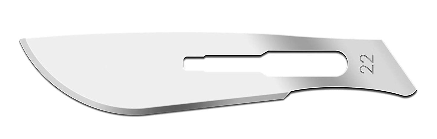 Box of 100 Scalpel Sterile Blades #22 Carbon Steel Individually Foil Wrapped