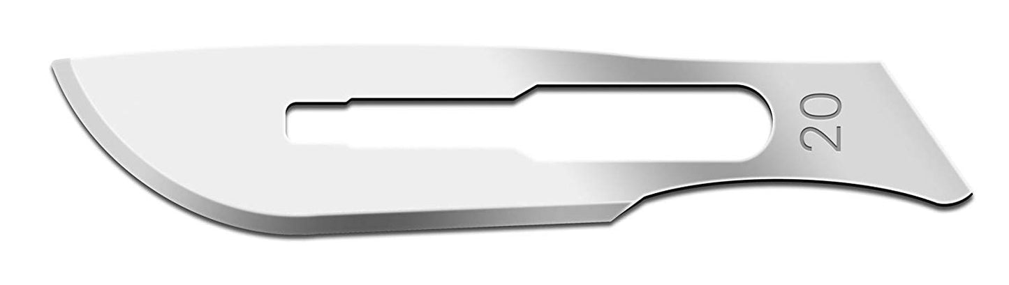 Box of 100 Scalpel Sterile Blades #20 Carbon Steel Individually Foil Wrapped