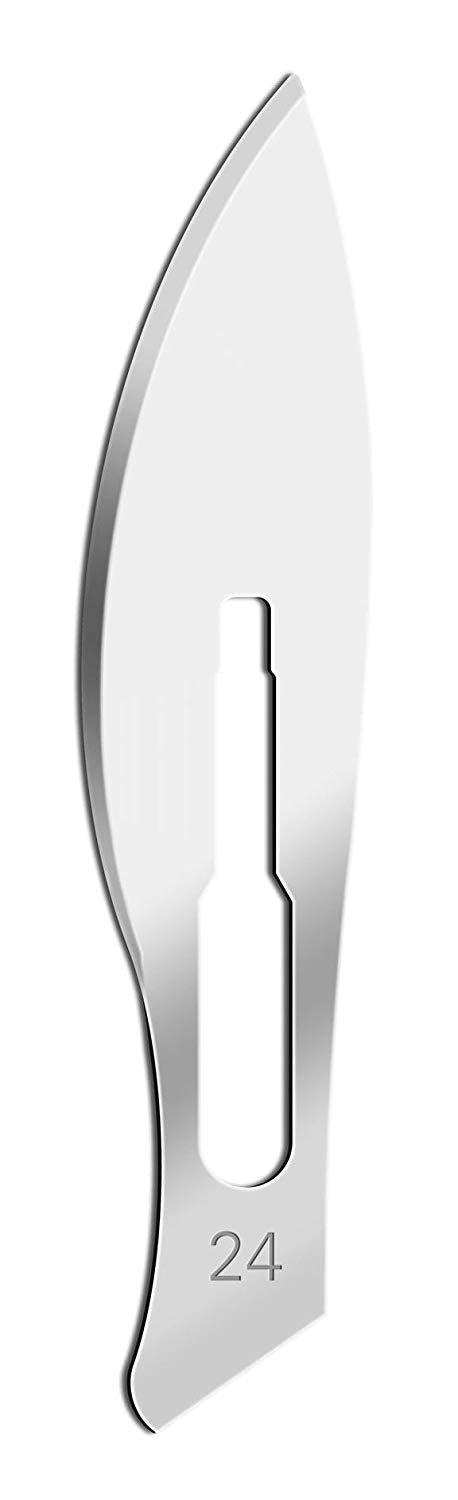 Box of 100 Scalpel Sterile Blades #24 Carbon Steel Individually Foil Wrapped