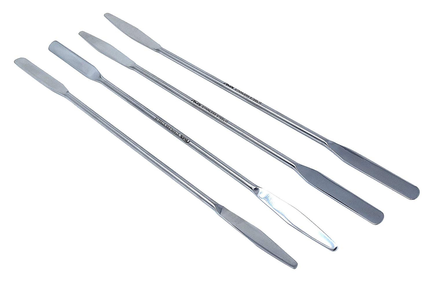 IMS-RDTP9-4 Stainless Steel Double Ended Micro Lab Spatula Sampler, Round & Tapered Arrow End, 9" Length, 4/Pack