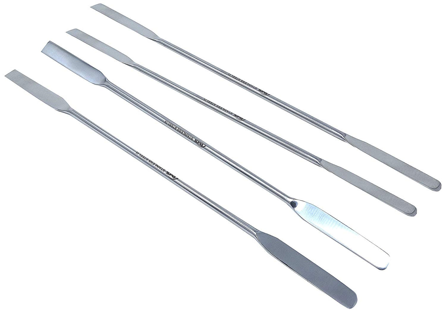 IMS-SQRD9-4 Stainless Steel Double Ended Micro Lab Spatula, Square & Round End, 9" Length, 4/Pack