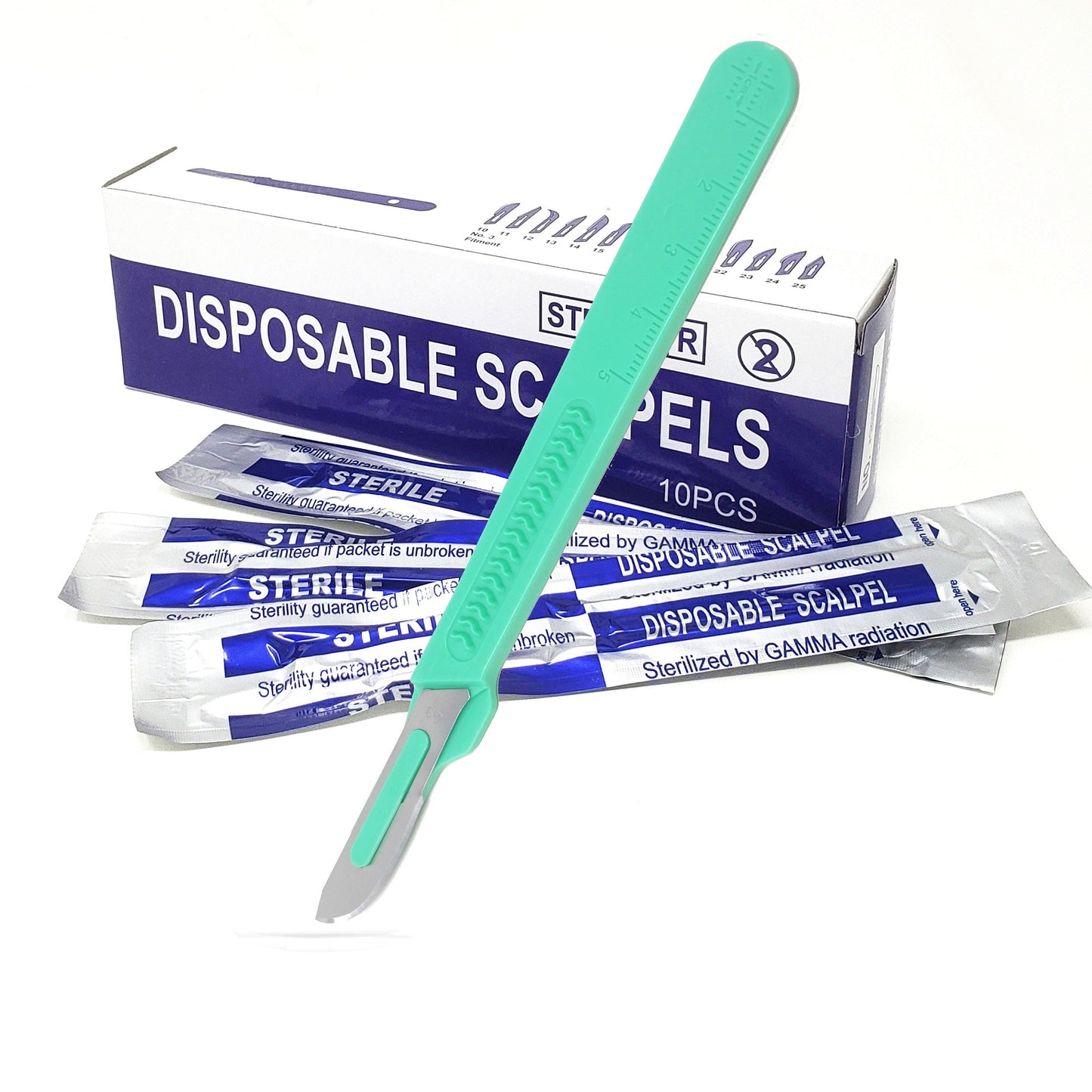 Disposable Scalpels #20, 10/bx Carbon Steel Blades, Plastic Handle