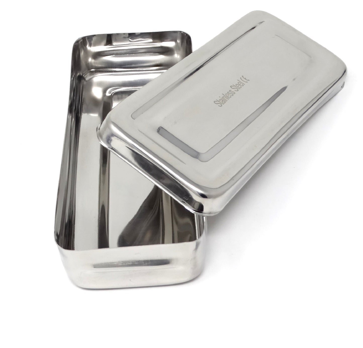 Stainless Steel Medical Sterilizer Box Instrument Organizer Storage Tray with Lid - 8L x 4W x 1.5H