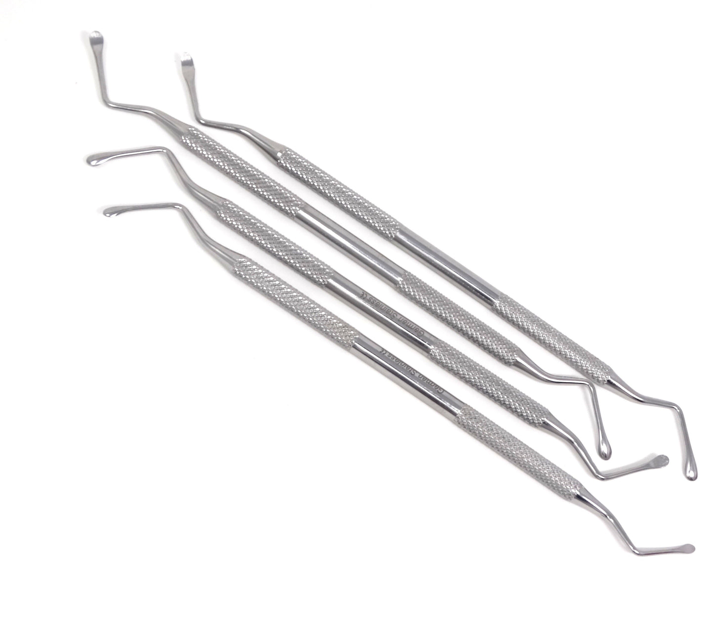 4 Pcs Lucas Bone Surgical Curettes for Tooth Socket Cyst Removal Double Ended Stainless Steel Instruments