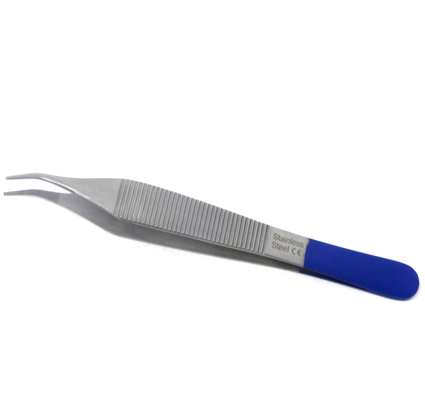 Adson Dressing Forceps Stainless Steel Curved Serrated Tips 4.75" Colored Band Tweezers