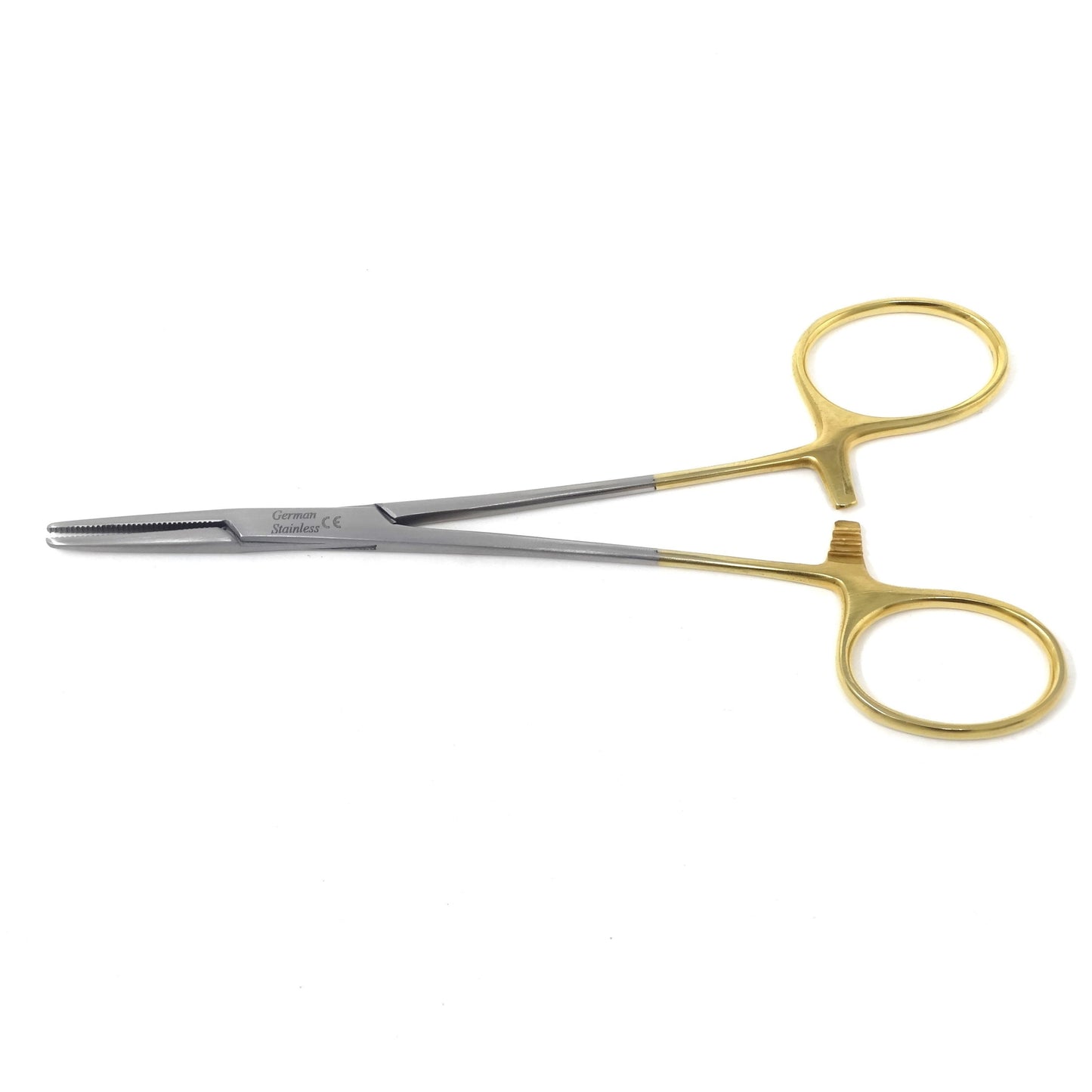 Pet Ear Hair Pulling Serrated Ratchet Forceps, Stainless Steel Grooming Tool, Gold Handle 5.5" STR